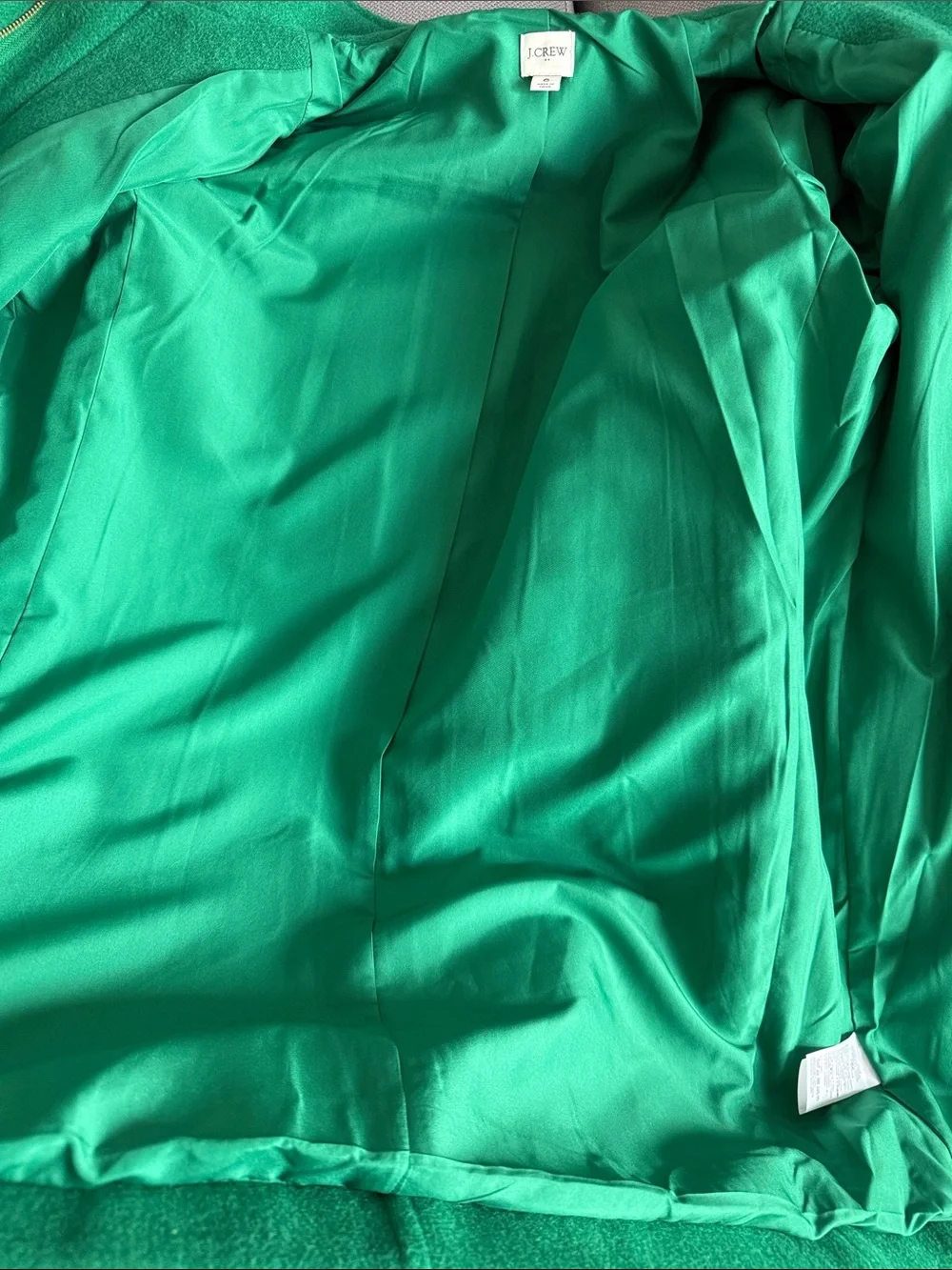 J. Crew Emerald Green Wool Zip-Front Pea Coat Size 6 - Picture 11 of 12